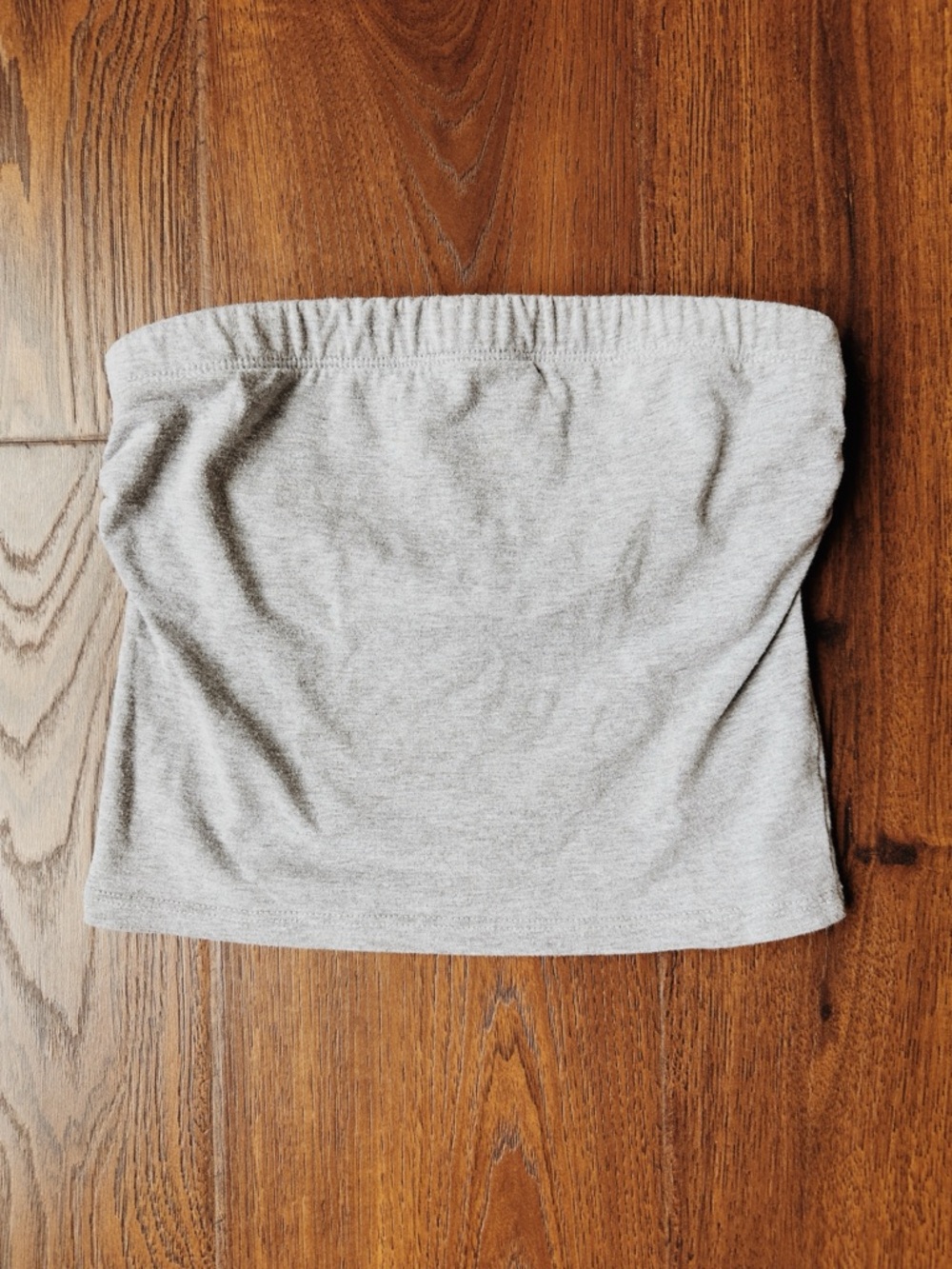 Cotton Light Gray Strapless Long Length Double Layered Tube Top Built in Bra